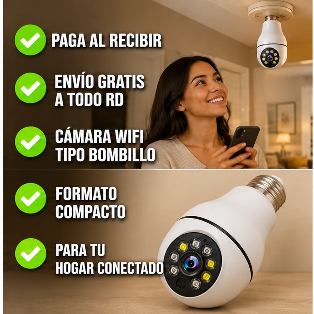 Nueva Cámara WiFi Tipo Bombillo RoomWatch™