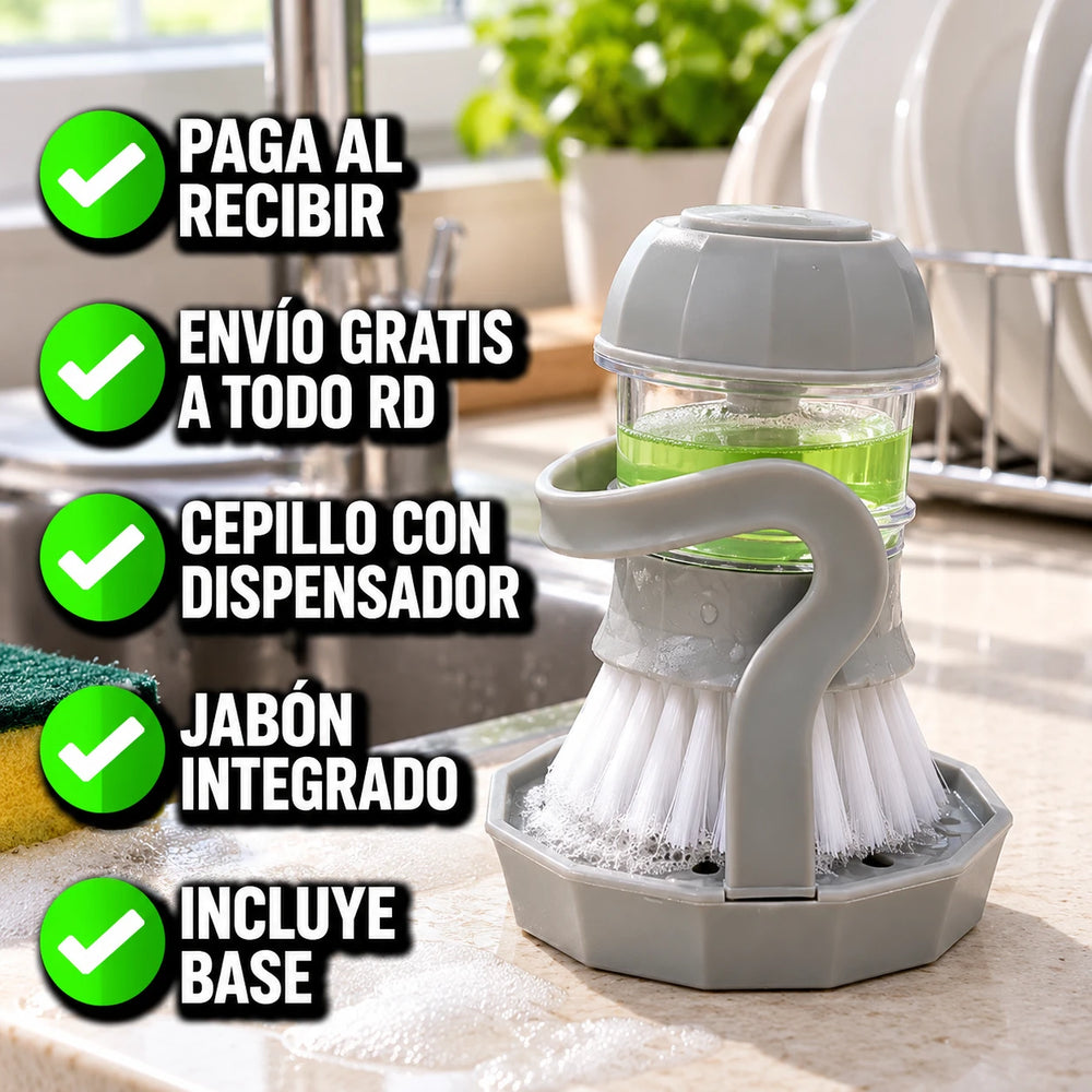 Nuevo Cepillo con Dispensador de Jabón DishEase™