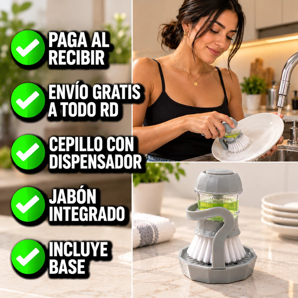 Nuevo Cepillo con Dispensador de Jabón DishEase™