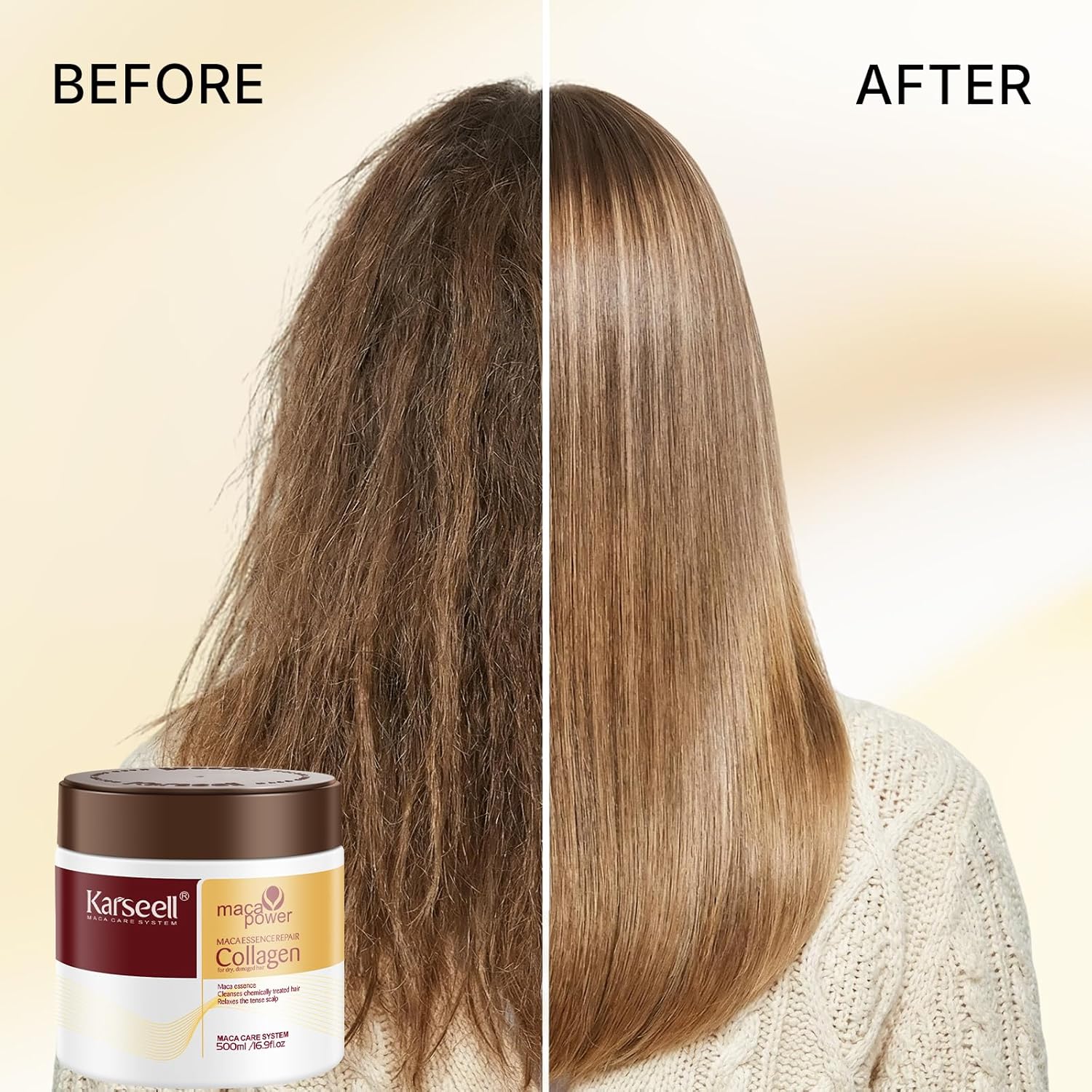 Nueva Mascarilla Karseell con Colágeno para Cabello Seco y Maltratado + 🎁 Regalo Incluido