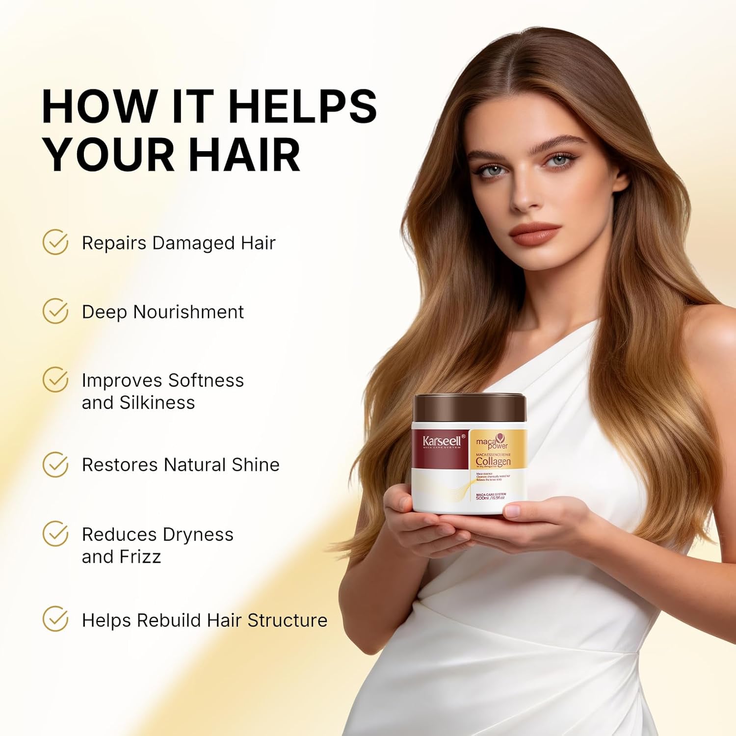 Nueva Mascarilla Karseell con Colágeno para Cabello Seco y Maltratado + 🎁 Regalo Incluido